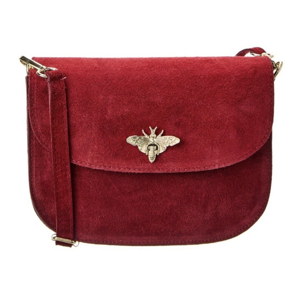 Suede Bee Crossbody Bag (persaman‎ New York)Color: Red